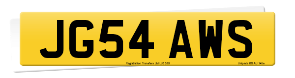 Registration number JG54 AWS